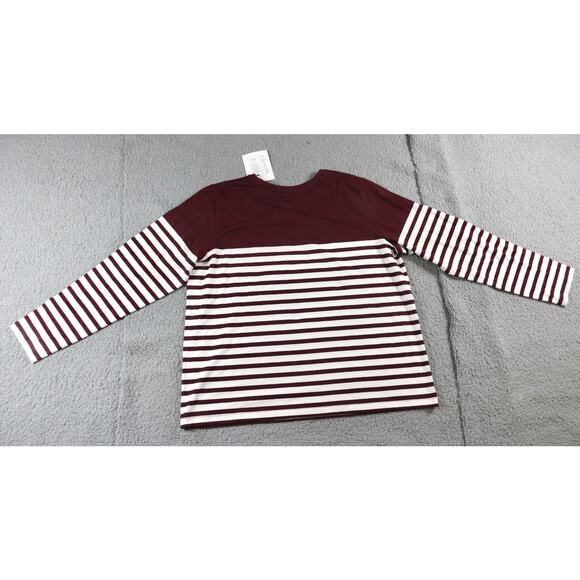 New Pact Organic Shirt Large Red Striped Cool Stretch Relaxed Blouse Top Sample - Picture 2 of 7